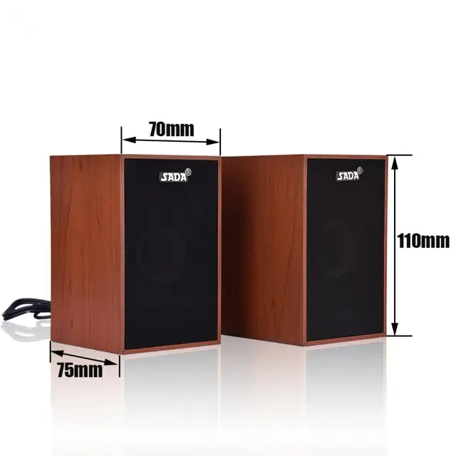 SADA V-160 Wooden Desktop 3D Surround Quality Stereo Bass Computer Speaker Mini Notebook Subwoofer Laptop Multimedia USB Speaker