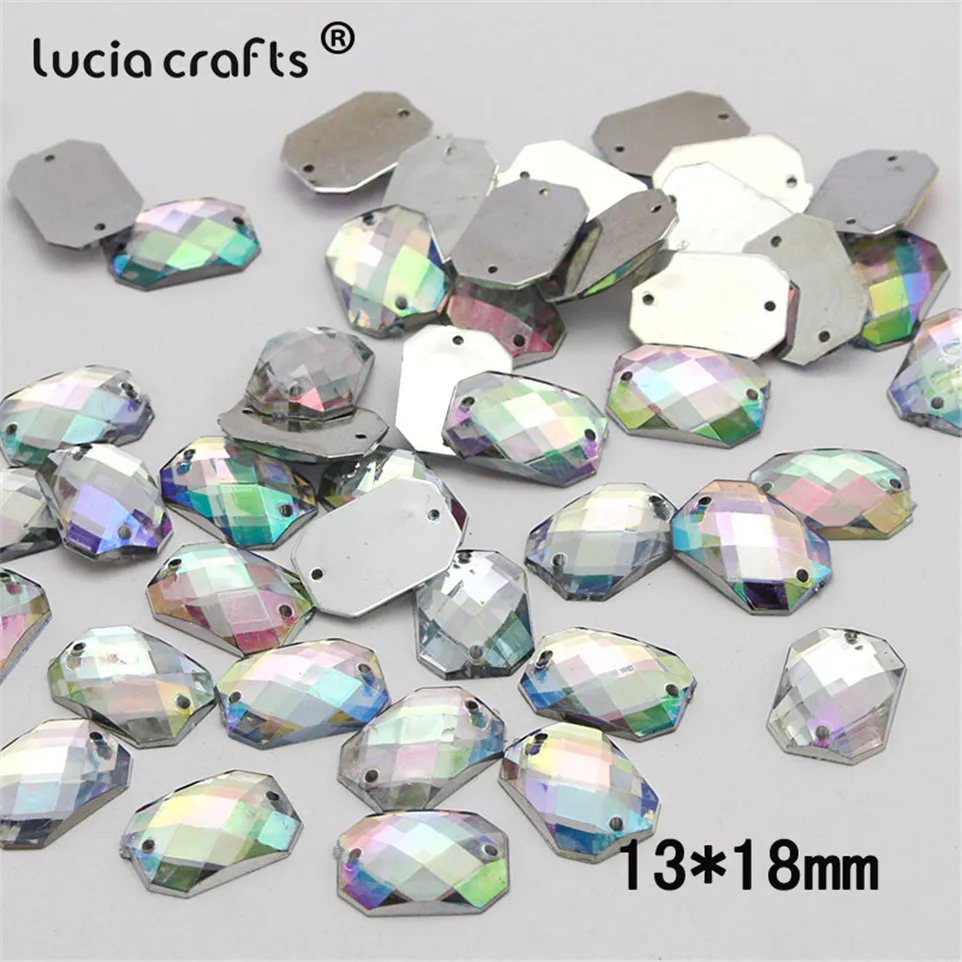 20/25/50/100pcs Multi Shapes AB Color Acrylic Crystal Stone Flatback Rhinestone Beads DIY Sew On Clothing Bags Accessories D1303