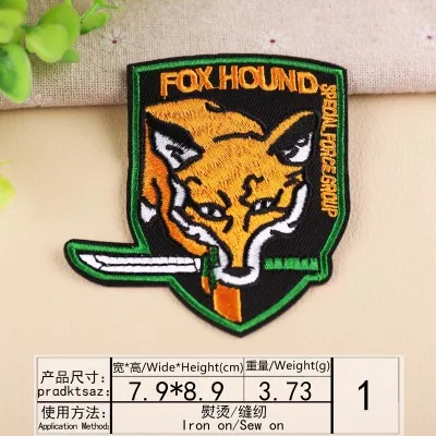 FOX HOUND Special Force Group Ghost Black Metal gear Solid MGS вышитые нашивки крюк ткань рюкзак военный Джек патч - Цвет: iron on