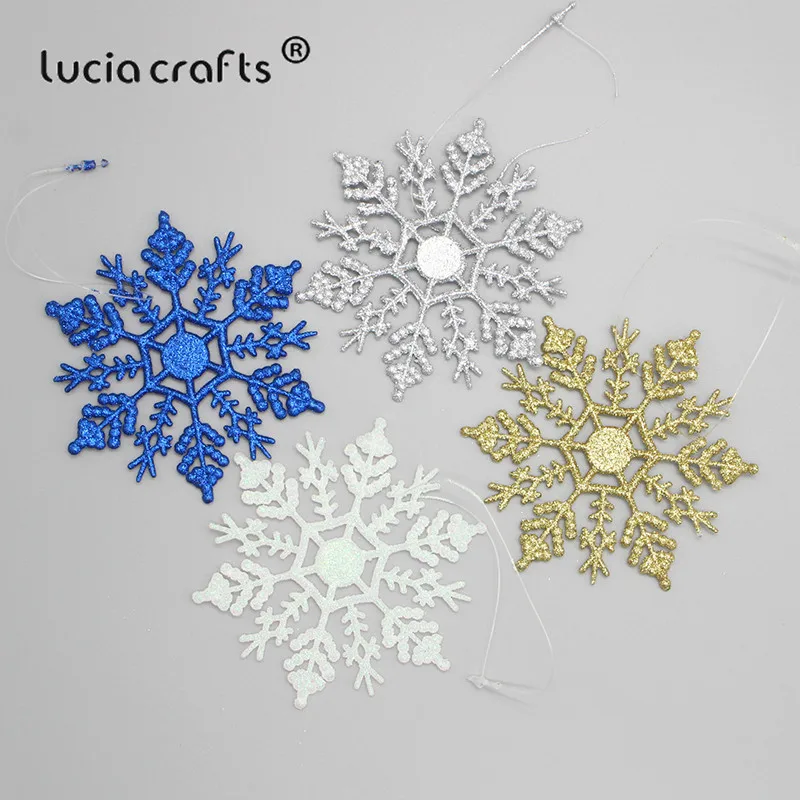 Lucia Crafts 2шт/8 шт пластиковые снежинки Рождественская елка кулон Рождественский орнамент DIY художественные вечерние украшения для дома и нового года H0215 - Цвет: Mixed color  8pcs