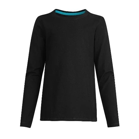 Hanes K123 Girls Long-Sleeve Crewneck T-Shirt Black - Extra Small (1)