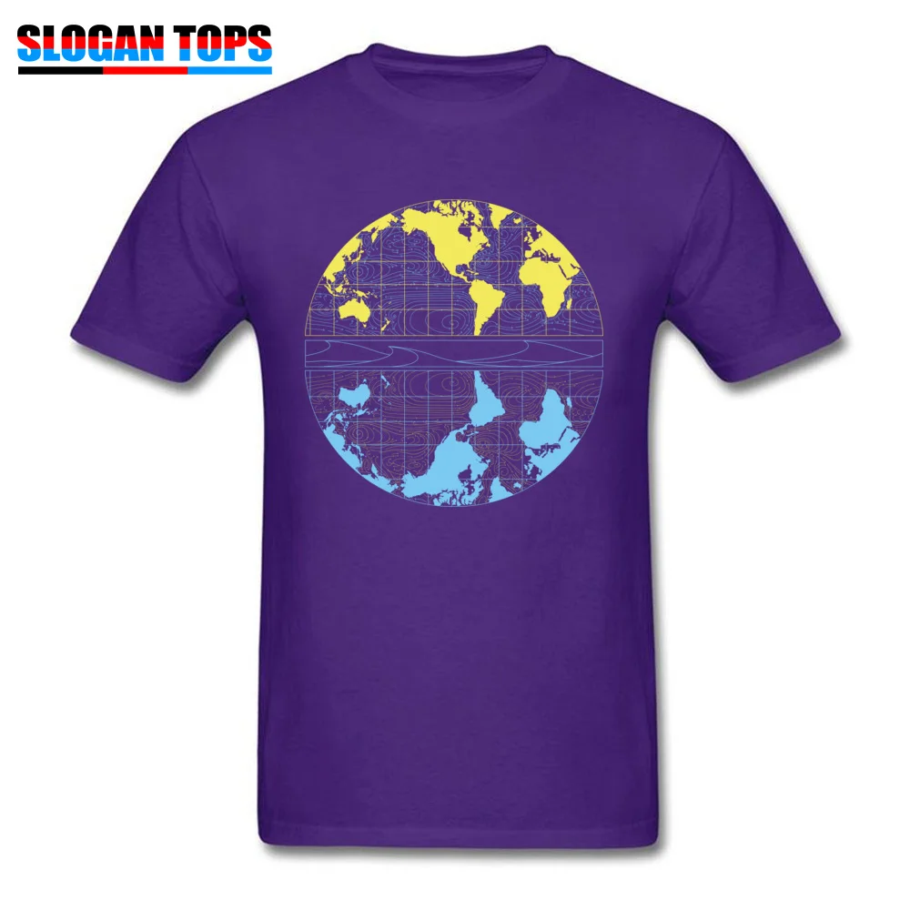 World stream drift map Round Collar T Shirt April FOOL DAY Printed Tops Tees Short Sleeve On Sale Pure Cotton Tops & Tees Mens World stream drift map purple