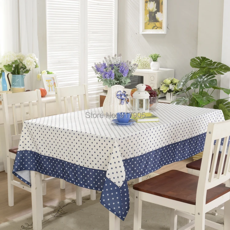 Romantic Stars Print Table Cloth Elegant Table Covers Fashion Blue