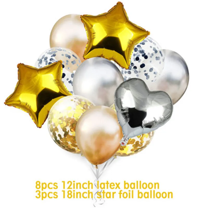 11Pcs Metal Set4 10 шт./лот 12 дюймов металлические латексные шары толстые Хромированные Металлические цвета шары для украшения дня рождения - Цвет: 11Pcs Metal Set4