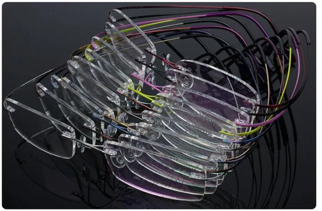 Очки без оправы из чистого титана, Гибкая оптическая оправа, очки без оправы по рецепту, очки для глаз 010 линии дужки