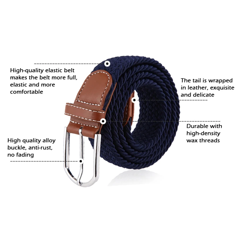 MEDYLA 100-120x3.2cm New mens casual Stretch Woven Belt Women's Child Elastic Belts For Jeans knitted belts