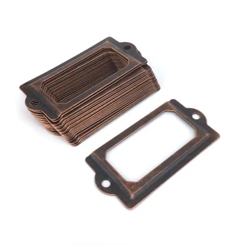

30PCS Antique Iron Label Frame Card Holder Bookcases Shelf Drawer Cabinet Tag Label Holder with Screws 70*33MM