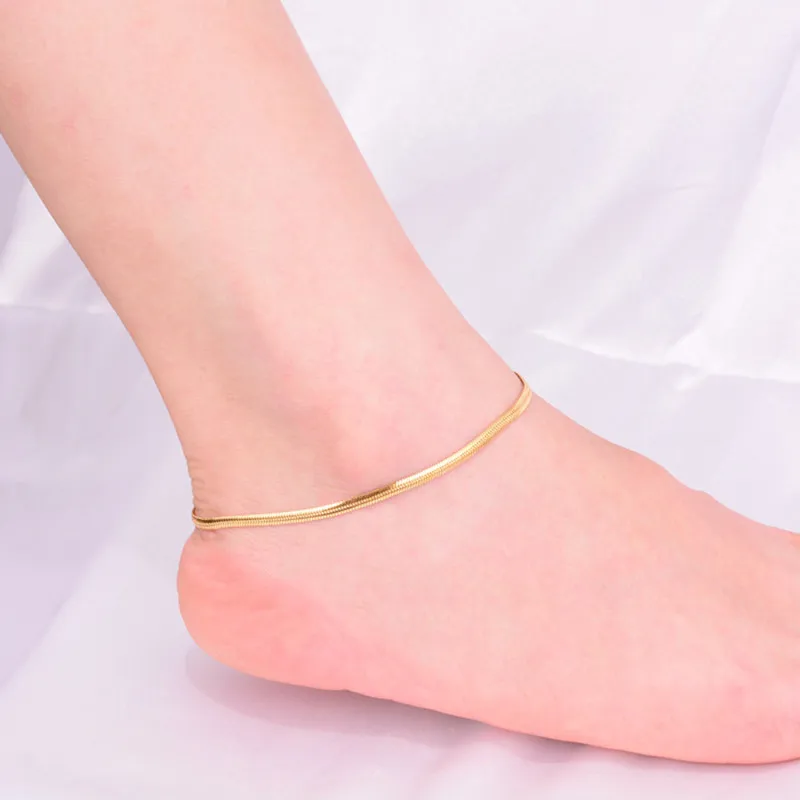 Простой дизайн розовое золото без изменения цвета змеиная цепь ножной браслет для женщин ноги аксессуары Joyas Acero Inoxidable Mujer
