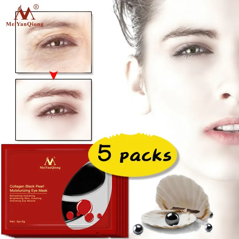 

5pair Collagen Eye Mask Black Pearl Crystal Anti Wrinkle Eye Patches Anti-aging Moisturizing Dark Circles Eyes Mask Care