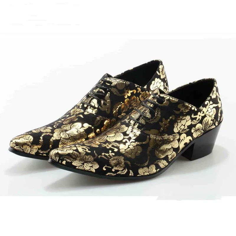 Décor Bas Fleur 5 4 De 1 Piste Talon Hommes 3 Style Mode Star Robe Occasionnels Or La Chaussures 2 Européenne Chaussure D'affaires A5XqCAw