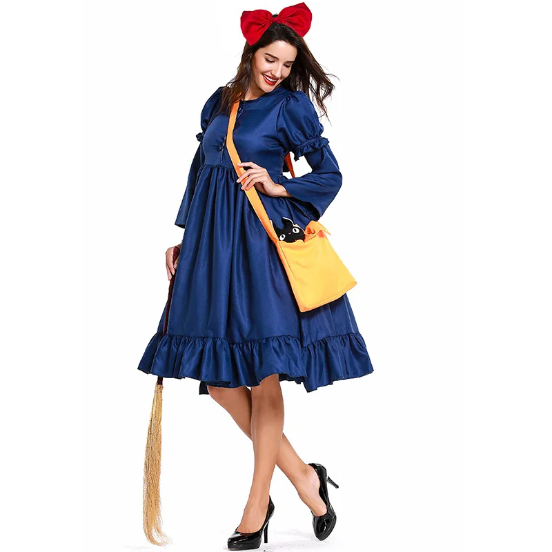

New Adult Costumes Japanese Anime KiKis Delivery Service COS Halloween Cosplay Dress, Cute Little Girl, Qi Qi Witch L186217
