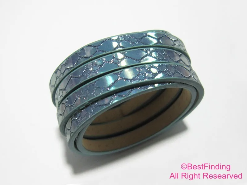 

5mm leather strips Violet Reflective glitter 5x2mm leather cord