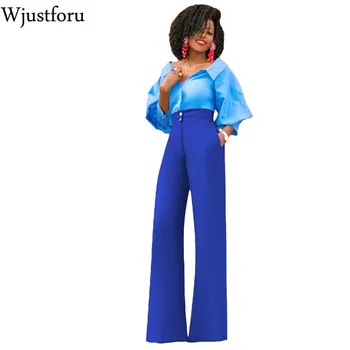 

Wjustforu 2018 Summer New Bodycon Elegant Wide Leg Pants Women Casual High Waist Pants Loose Pure Color Vintage Pants Female