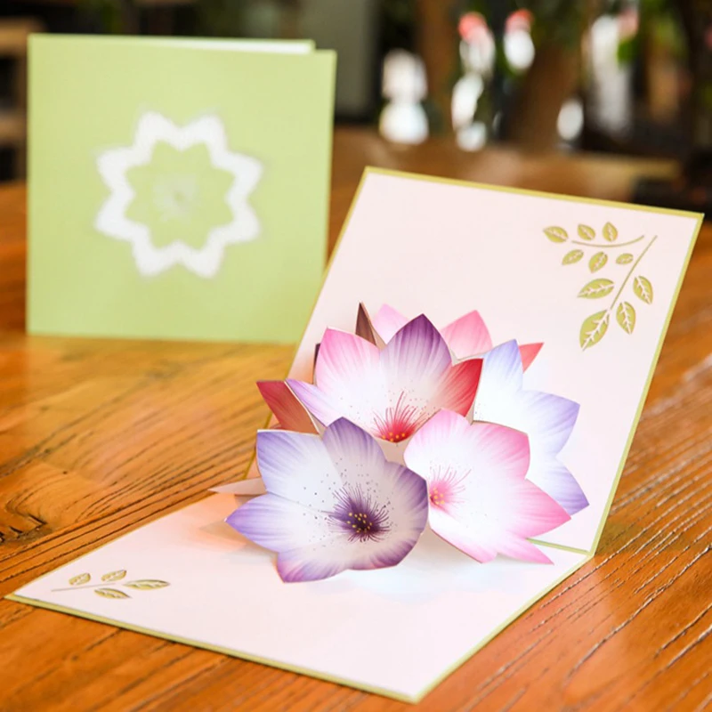 

2018 New Greeting Card for Mother's Day Gift 3D Pop Up Card Cherry Blossoms Birthday Valentine's Day Gift