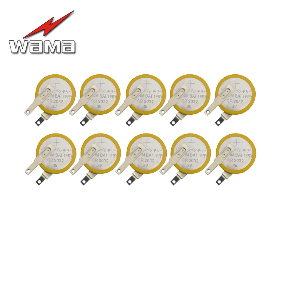 

10pcs/lot Wama CR2032 Tabs Solder Foot Soldering Welding Battery Coin Batteries 210mAh 3V Button 2032 Cell Battery Factory