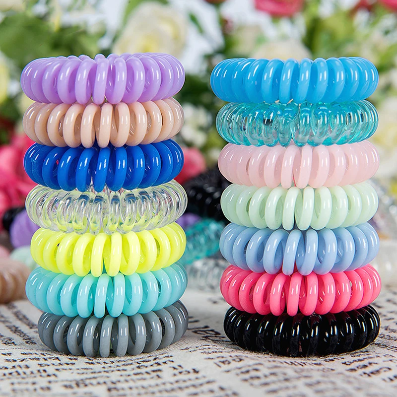 

10pc/pack Telephone Wire Elastic Rubber Hairbands Rubber Hair Ropes Ponytail Holder Fashion Women Headwears Hair Accessories