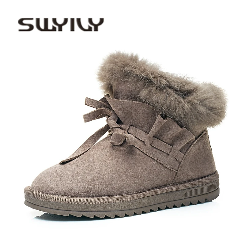 Женские зимние ботинки SWYIVY теплая женская зимняя обувь с мехом на лодыжке