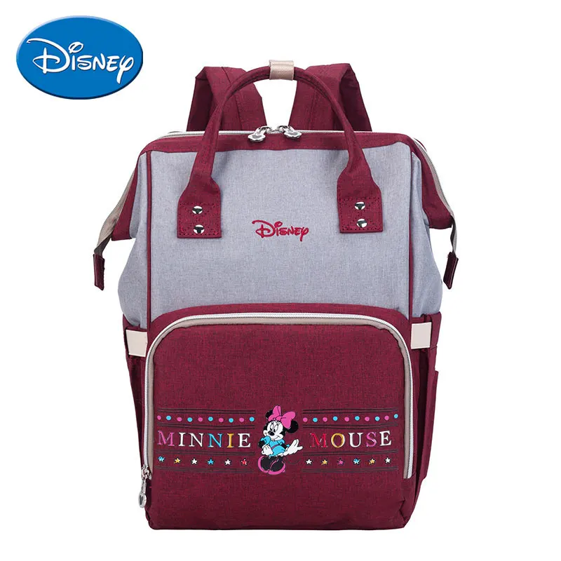 wine red Disney мягкий подгузник сумки рюкзак многофункциональный, вместительный водонепроницаемый подгузник Путешествия Уход коляска сумка для ухода за ребенком - Цвет: wine red