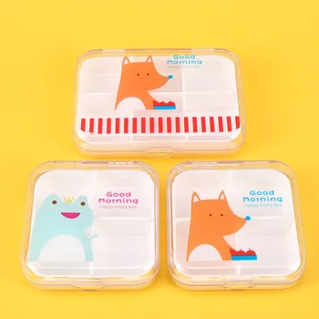 

Moisture-proof Creative Cartoon Animal Pattern Cute 4 Compartment 6 Compartment Pill Storage Case Medicine Box Jewelry Container