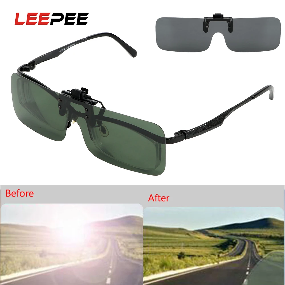

LEEPEE Car Driver Goggles Clip On Sunglasses Anti-glare Driving Night Vision Lens Polarized Sun Glasses For Men Women