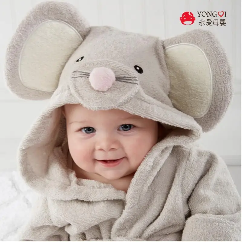 New Design Hooded Character Baby Bathrobe Cartoon Baby Spa Towel Kids