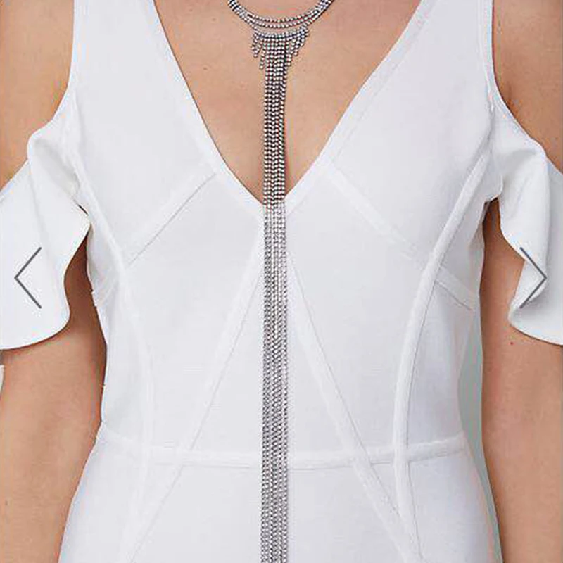 Ретро Длинные кисточкой Rhinestone Подвеска Цепочки и ожерелья Золото белый Цвет цепи