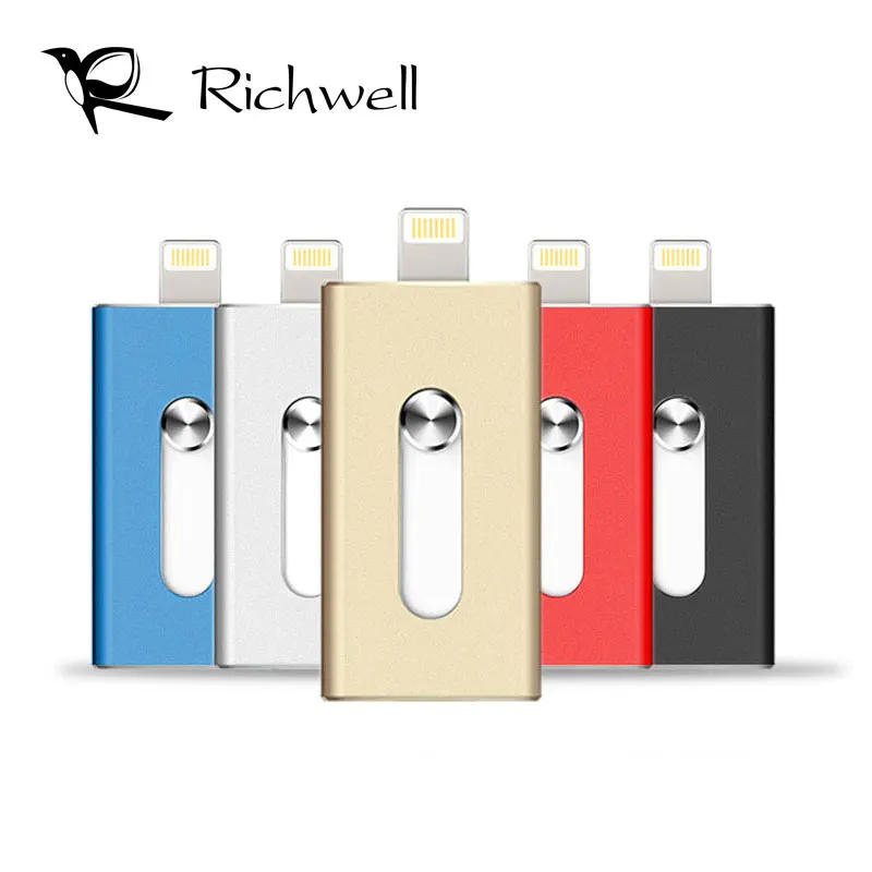 Richwell USB флэш-диск 32 GB 64 GB мини флешки 8 GB 16 GB 128 GB Lightning флэш-памяти рукоять OTG для iPhone/iPad/Android/PC