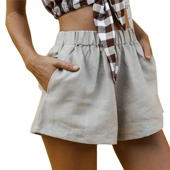 

Women solid color Shorts Summer High waist casual workout Fitness hot pants Ladies fashion elastic waisted holiday clothes New