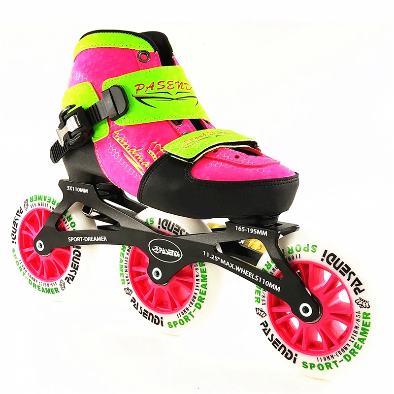 Skates de velocidade para crianças, em linha, ajustável, 3*110mm, 3