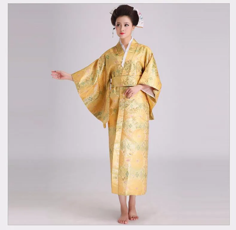 Цветочный женский традиционный кимоно сексуальный юката с Obi представление танцевальная одежда японский косплей костюм один размер