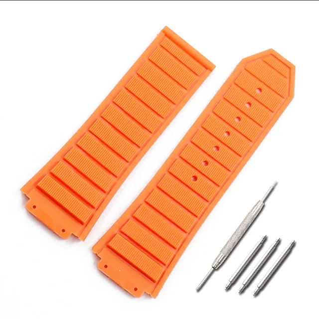New high quality waterproof soft rubber strap for Hublot series king power accessories 29mmx19mm men's watch accessories orange
