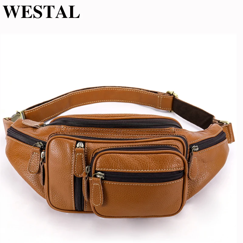 WESTAL جلدية السفر الخصر حزمة حزمة مراوح الرجال حزام جلد الخصر حقيبة الهاتف الحقيبة عالية الجودة الصدر حقيبة ساعي ل رجل 8336