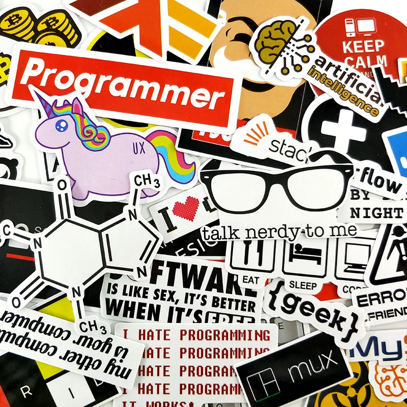 40Pcs Programming Stickers Java JS Php Docker Bitcoin Html Cloud Language APP Logo Funny Stickers For Laptop Car DIY Stickers