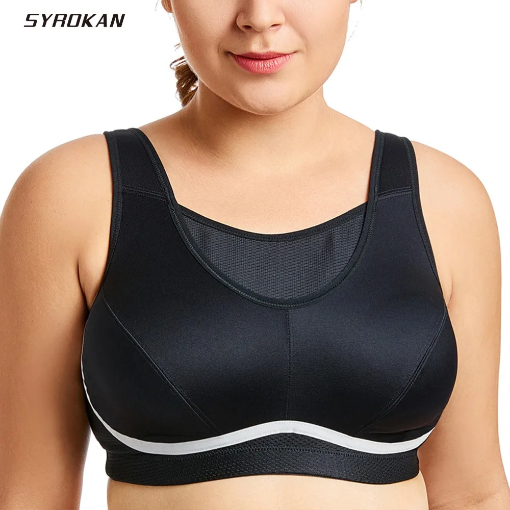 SYROKAN Women's Plus Size High Impact No-Bounce Full Figure Cami Sports Bra