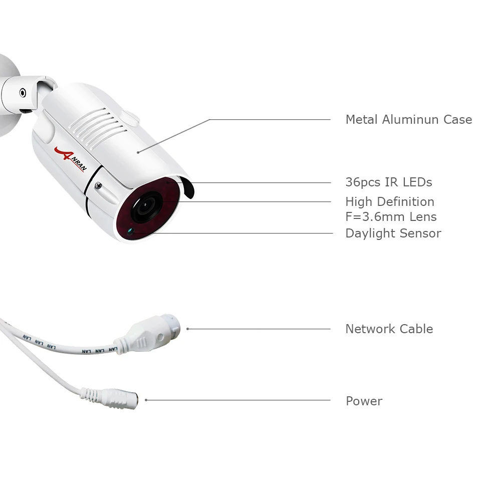 ANRAN ONVIF IP камера POE 48 В H.265 5MP камера безопасности Открытый ночного видения видеонаблюдения Видео камера P2P камера безопасности