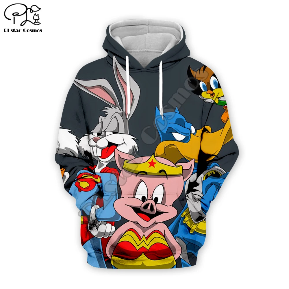

Men Bugs Bunny superhero marvel 3d hoodies looney tunes print Sweatshirt zipper unisex casual Pullover autumn teens jacket