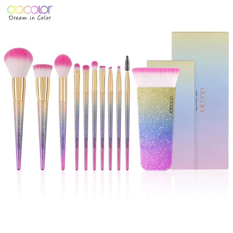 

Docolor 11PCS Fantasy Makeup Brush Set Professional Make up Brushes Top Synthetic Hair Powder Contour Brush with Gift Package
