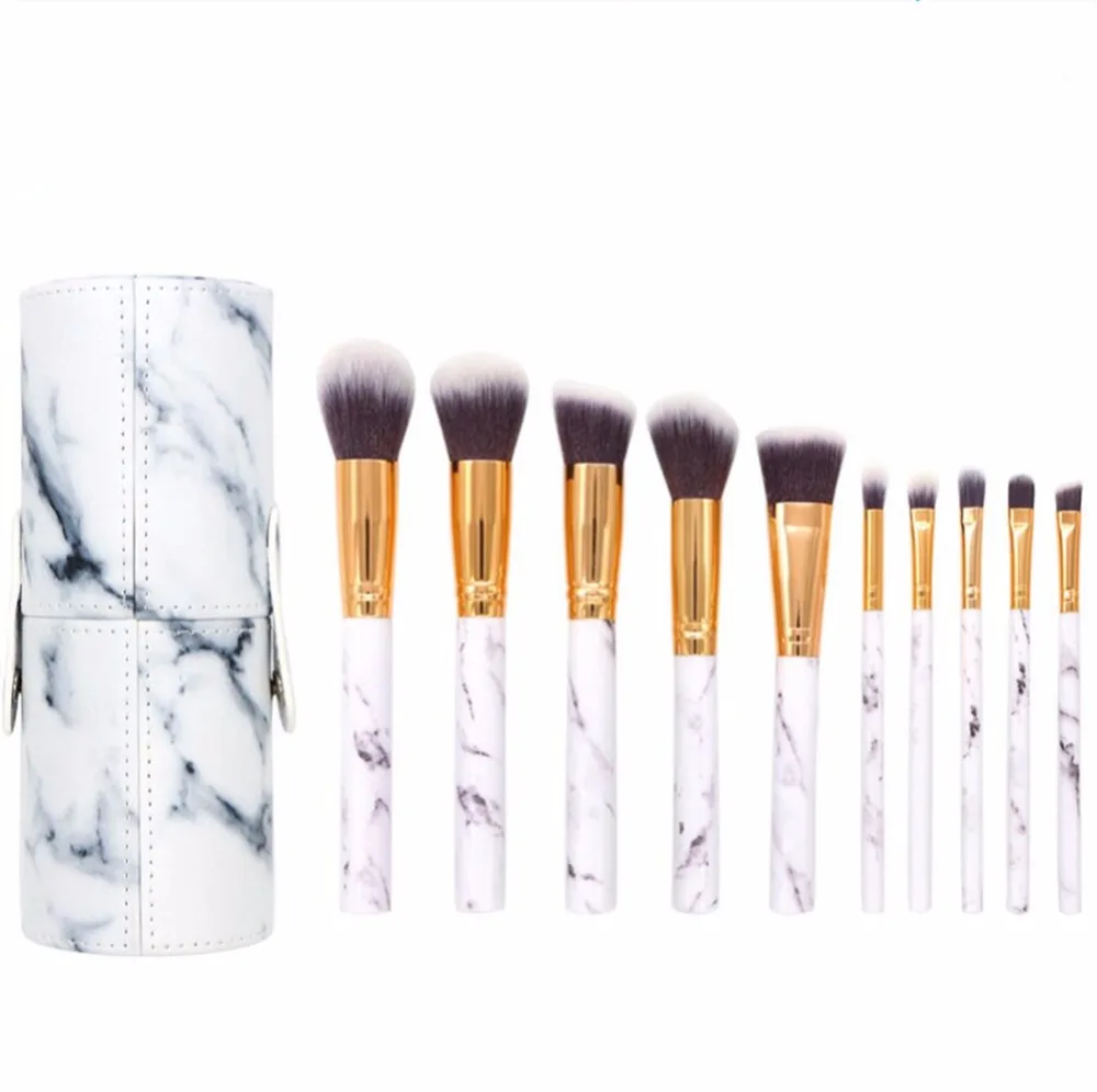 Coshine 10pcs Pro Marble Makeup Brushes Set with Marble Brush Holder