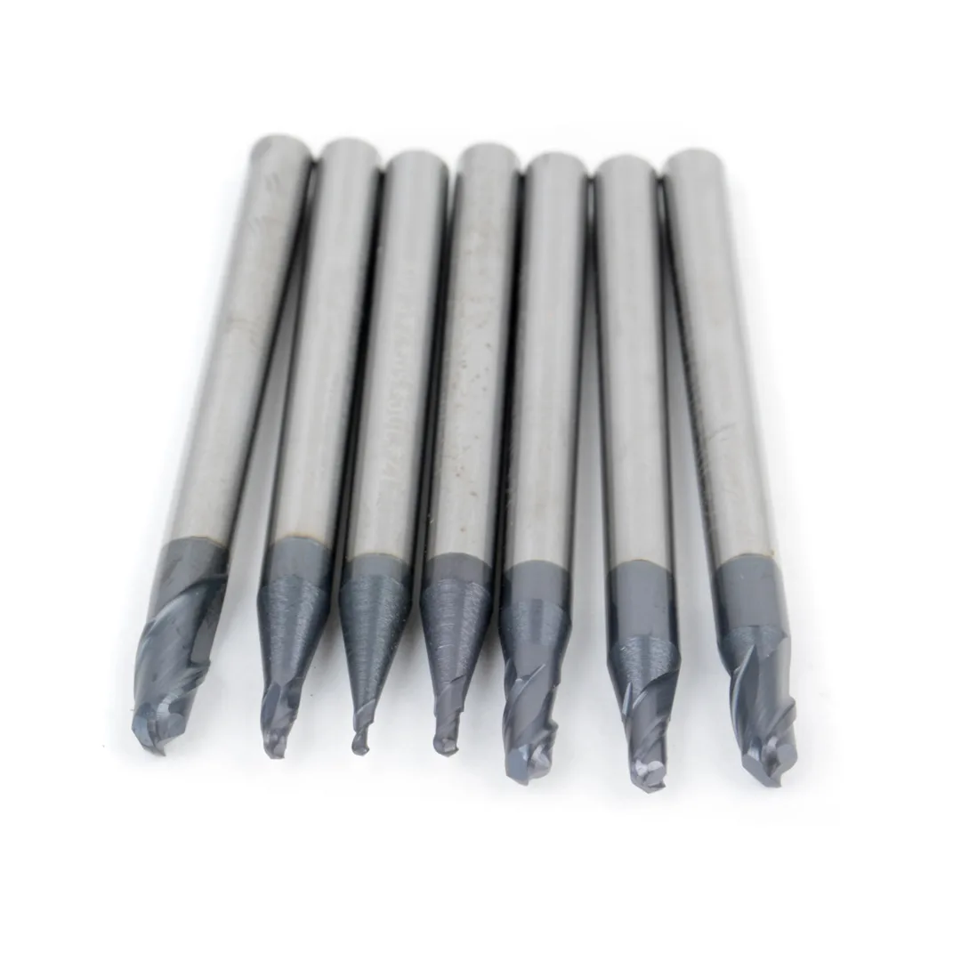 7Pcs Tungsten Carbide End Mill 2 Flutes Ball Nose Engraving CNC Radius 0.5-2.0MM End Mill Router Bit Set Milling Cutter