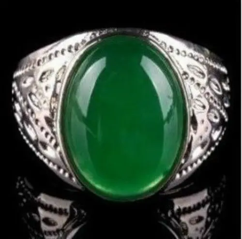 shipping&gt &gt&gt&gtBeautiful fashion Tibet Silver Green Jade men's ring size 8 9 10 11 12 5.24 | Украшения и аксессуары
