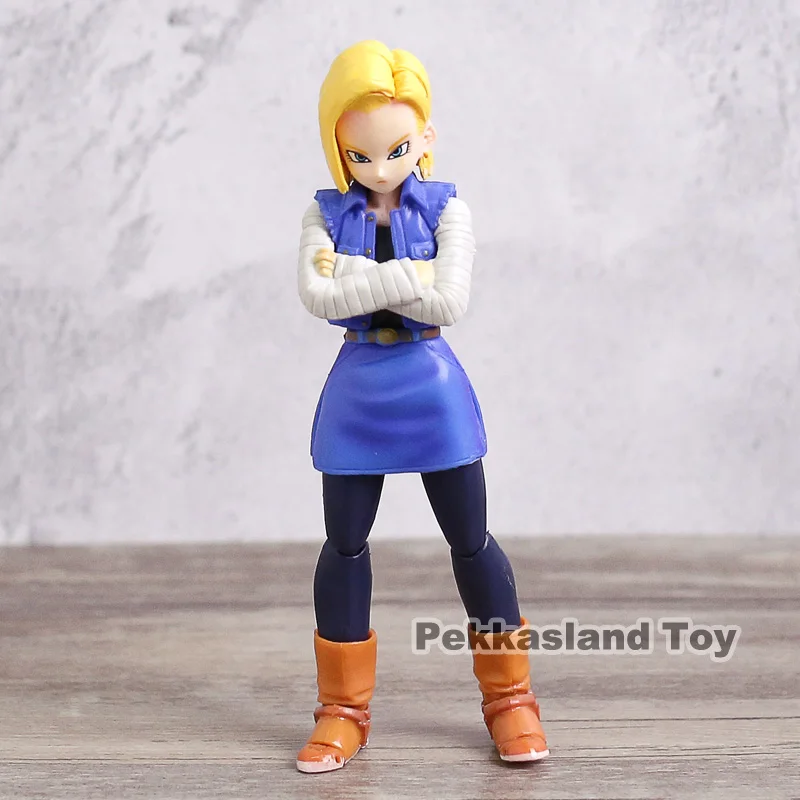 Цена Dragon Ball Z СВЧ S. H. Figuarts Android NO. 18 лазурь ПВХ фигурку Коллекция модель игрушки 12 см