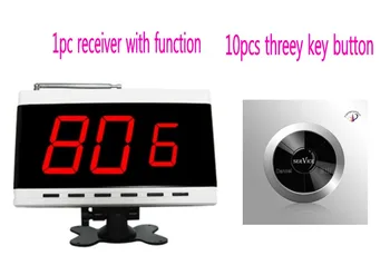 

Wireless service system, screen receiver display room/table number and requests of customer, 10pc three key waiter call button