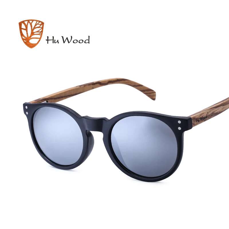 Beste HU HOUT Merk Designer Gepolariseerde Zonnebril Mannen Plastic Frame Hout Oortjes Fashion Oval Zonnebril Spiegel Lens UV400 GR8003