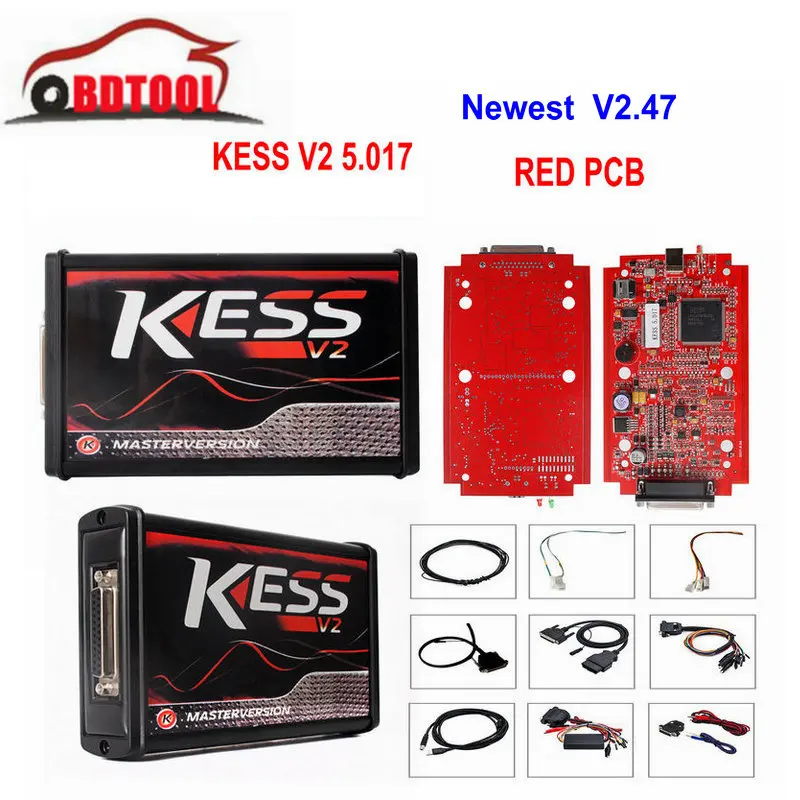 

KESS V2 V5.017 EU Red V2.47/V2.23 ECM Titanium KTAG V7.020 4 LED Online Master Version ECU OBD2 car/truck Programmer too