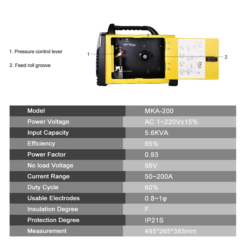 DEKOPRO MKA-200 200A 4.9KVA IP21S Inverter Arc MIG 2 IN 1 Electric Welding Machine w/ Replaceable Welding Gun MMA Welder DEKOPRO MKA-200 200A 4.9KVA IP21S Inverter Arc MIG 2 IN 1 Electric Welding Machine w/ Replaceable Welding Gun MMA Welder