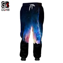 OGKB 3D синий галактика пространство пот брюки Мужчины/Женщины Прохладный Печатный пот брюки осень зима Повседневный стиль полная длина брюки