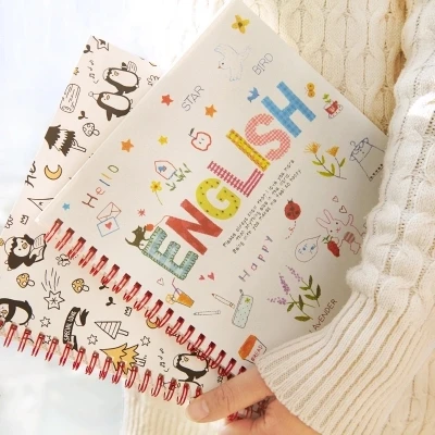 

carton Student English coil notebook Multi-function soft copybook memos notebook free shipping