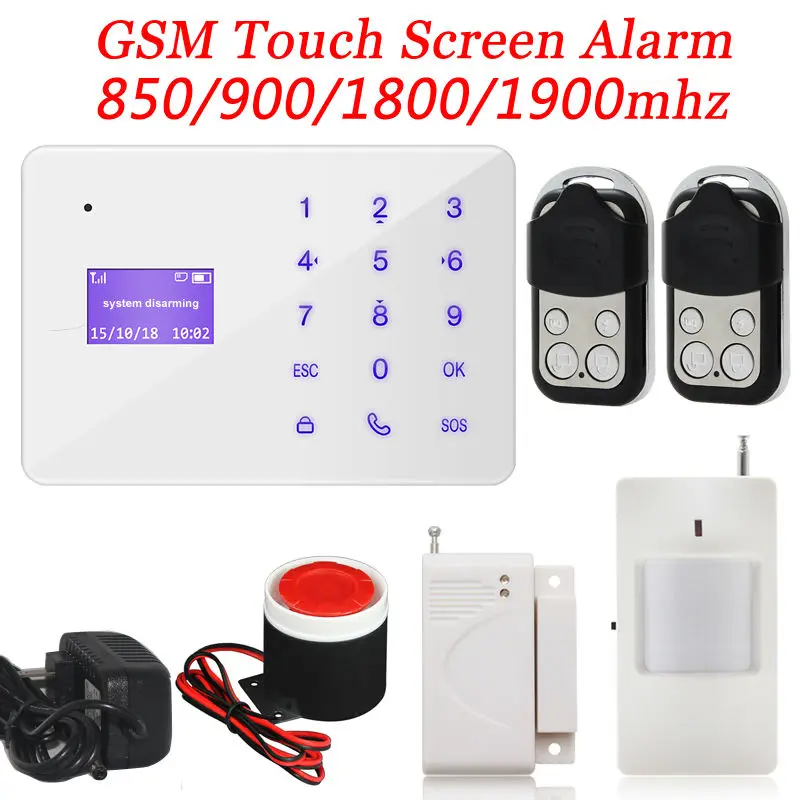

New Touch Keypad Home Security GSM Alarm System Russian Spanish French Hungarian English Voice Prompt Remote Arm Disarm 433MHZ