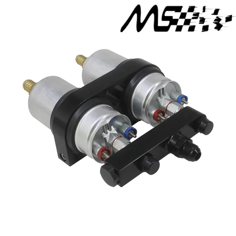 Twin 044 Fuel Pump Billet Aluminium Assembly OUTLET Manifold In Black