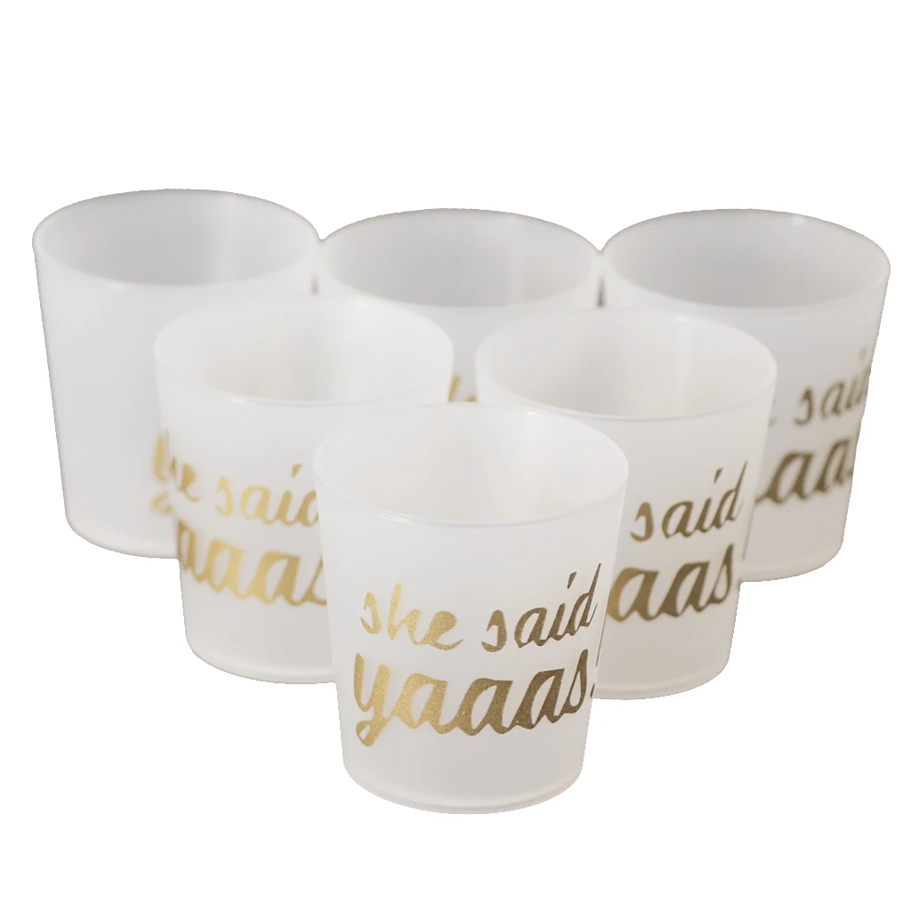 6pcs She Said Yaaas Novelty Drinking Cups Plastic Shot Glasses for Bachelorette Party Hen Party Supplies Home Travel Use